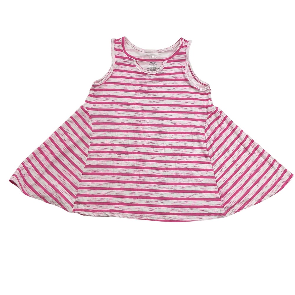 Wonder Nation Pink Striped Swing Tank Top Kids Size 6-6X Cutout Neckline